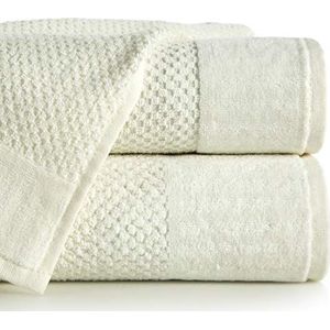 Eurofirany handdoek, katoen, zacht, eenvoudige badstof, boordset, 6-pack Oeko-Tex, crème, 50 x 90 cm