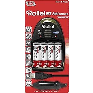 Rollei Batterijlader (4 x AA2900 Ni-MH batterij, 12 V, USB 2.0).