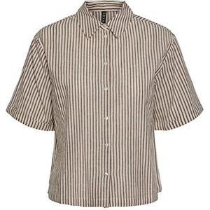 PIECES Pclorna SS BC Shirt voor dames, Chocolade fondant/strepen: strepen, XS