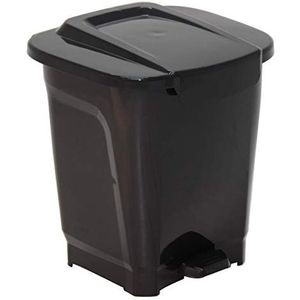 Tramontina 25 liter keuken voor binnen buiten afval- en afvalrecyclingbak met pedaal en deksel, kunststof, 36 cm lengte x 39,5 cm breedte x 44 cm hoogte, zwart, 92812409
