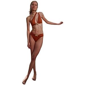 Trendyol Gebreide bikinitop voor dames, Bruin, 42