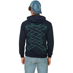 Trendyol Heren Navy Blue Male Printed Sweatshirt, XL