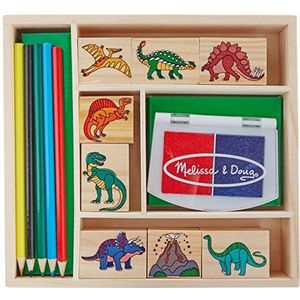 Melissa & Doug Dinosaurus Stempel Set met Kleurpotloden voor Kinderen | Kunst en Ambachten voor Kinderen Leeftijd 4+ | Houten Stempels voor Kinderen | Dinosaurus Speelgoed voor Jongens Geschenken