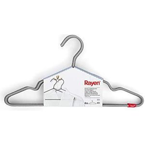 Rayen Antislip 6-pack nylon hangers 15,9 x 8,25 inch, metaal, grijs, 40,5x19,5 cm