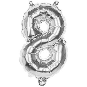 Boland 21918 Folieballon, getal, grootte 66 cm, zilver, cijferballon, nummer, ballon, luchtballon, verjaardag, jubileum, kinderverjaardag, decoratie, cadeau