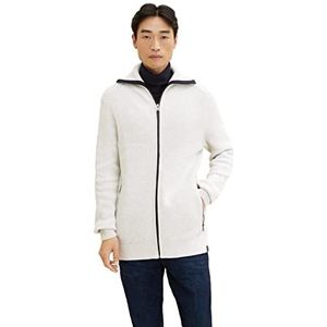 TOM TAILOR Uomini Gebreide jas met opstaande kraag 1032294, 14341 - Light Medium Grey Melange, 3XL