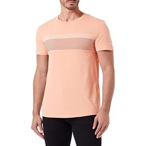 TOM TAILOR Denim Uomini T-shirt met gestreepte print 1031132, 28858 - Sunset Rose, XXL