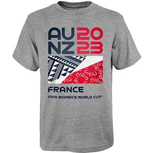 FIFA Officieel 2023 wereldkampioenschap voetbal volwassenen supporter-France T-shirt, grijs, S uniseks, Grijs, S