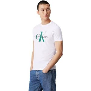 Calvin Klein Jeans Heren Seizoensgebonden Monologo Tee S/S T-shirts, Helder Wit, 4XL grote maten