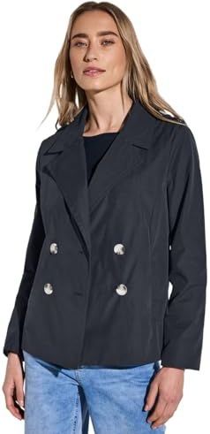 Street One Dames Trenchcoat met twee rijen knopen in Blauw, in size: 34