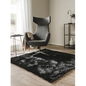 benuta Shaggy hoogpolig Whisper vierkant zwart 60x60 cm | langpolig slaapkamer en woonkamer tapijt, kunstvezel