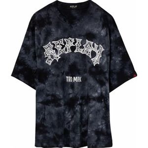 Replay Oversized T-shirt van katoen voor jongens, 010 Tie & Dye Black, 8 Jaar