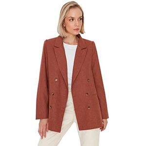 TRENDYOL Vrouw Normaal dubbele rij reverskraag geweven stof blazer, Braun, 34