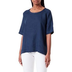 Dalle Piane Cashmere - Tunic 100% linnen, blauw, één maat, blauw, Eén maat