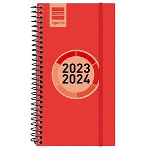 Finocam - Kalender Spir Label 2023 2024, weekoverzicht liggend september 2023 - augustus 2024 (12 maanden) rood Catalaans