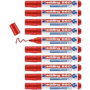 edding 660 whiteboardmarker - rood - 10 whiteboardstiften - ronde punt 1,5 - 3 mm - boardmarker uitwisbaar - voor whiteboard, flipchart, magneetbord, prikbord, memobord - sketchnotes - navulbaar