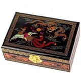 lachineuse - Sieradendoos met keizerlijk motief - opbergdoos van gelakt hout met feniks en draak - traditionele Aziatische decoratie - geschenkdoos voor dames - decoratief object - Chinees cadeau-idee