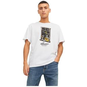 JACK & JONES Heren T-shirt Logo Ronde Hals T-Shirt, wit (bright white), L