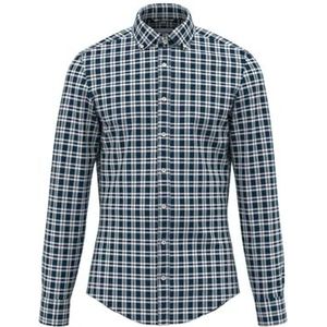 Seidensticker Flanellen overhemd voor heren, shaped fit, gemakkelijk te strijken, button-down-kraag, lange mouwen, 100% katoen, turquoise, 39