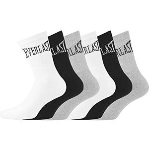 Everlast Herensokken, sportief, zacht, 6 stuks, hoge sokken voor heren, perfecte pasvorm en geventileerd netweefsel, Zwart, 39-42