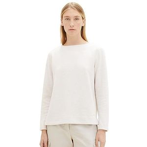 TOM TAILOR Sweatshirt voor dames met geribbelde structuur, 27789 - Smooth Light Sand Melange, L