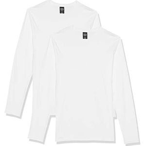 Hanes Premium T-shirt voor heren met lange mouwen (verpakking van 2), Kleur: wit, XL