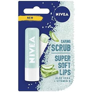 NIVEA 2-in-1 Aloë Vera Lip Scrub (4,8 g), verzorgende lippenbalsem met aloë vera en vitamine E, exfolieert zacht voor superzachte lippen, intensieve lipverzorging, geen noodzaak om af te vegen