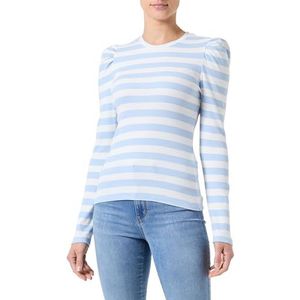 PIECES PCJANNA LS O-hals TOP MM, Cloud Dancer/Stripes: cashemere blue, L