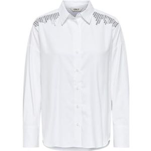 Onloregon Leana Life Ls Embeli Shirt WVN, wit (bright white), XL