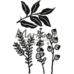 Marianne Design Craftables Herbs and Leaves, metaal, zwart, 9 x 16 x 0,5 cm