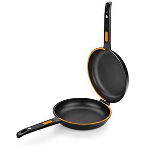 BRA Efficient Duo dubbele pan 24 cm voor omeletten, gegoten aluminium met antiaanbaklaag zonder PFOA, geschikt voor alle soorten fornuizen, inclusief inductie.