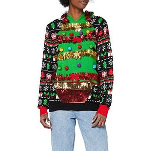 OFF THE RACK Dames Unisex vrouwen lelijke kersttrui grappige kersttrui met kersttrui, vest/hoodie met Fairisle, Sant Sweater, boom Happy This Xmas, L UK, Boom Gelukkig Deze Xmas, L