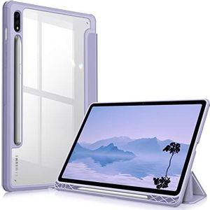 Fintie Hybrid Case voor Samsung Galaxy Tab S8 11 inch 2022 /S7 11 inch 2020 - Schokbestendige hoes met transparante doorzichtige harde achterkant, pastelpaars