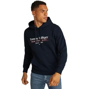 Tommy Hilfiger Heren HILFIGER CENTER STACK HOODY MW0MW38672 Pullover Hoodie, Blauw, XS, Blauw (Desert Sky 654 920), XS