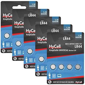 HyCell LR44 Knoopcelbatterij, 20 stuks, alkaline batterij, 1,5 V, eersteklas kwaliteit, voor dagelijks gebruik in apparaten zoals afstandsbedieningen, autosleutels, rekenmachines, weegschalen enz.