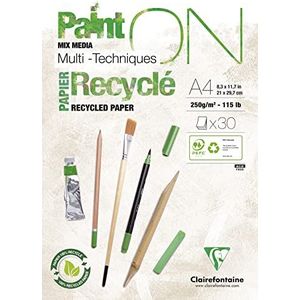 Clairefontaine 975741C – Block Painton, gerecycled, A4, 30 vellen, wit, 250 g