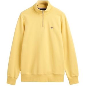 GANT Reg Shield sweatshirt met lange mouwen voor heren, met korte ritssluiting, Dusty Yellow, 4XL