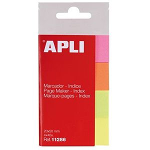 APLI 11286 - Zelfklevende papierindexen 50 x 20 mm 4 kleuren 40 vellen per kleur