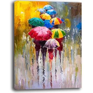 Moderne abstracte afbeelding, kleurrijke paraplu's, verticaal, moderne afbeeldingen voor woonkamer, wanddecoratie, XXL, groot, canvas print, wanddecoratie, slaapkamer, keuken (30 x 40 cm, 4)
