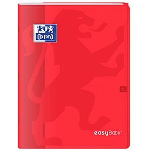 Oxford EasyBook notitieboek, 24 x 32 cm, 96 pagina's, grote ruiten, 90 g, envelop van polypropyleen, rood, met hoezen