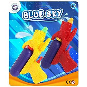 BLUE SKY - 2 Waterpistolen - Buitenspel - 048027 - Multicolor - Plastic - 15 cm - Kinder Speelgoed - Strandspel - Zwembad - Vanaf 3 jaar