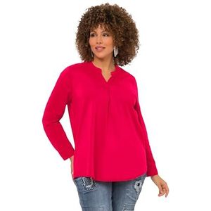 Ulla Popken Dames vouwblouse, magentapink, regular, Magentapink., 62-64