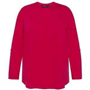 Ulla Popken Dames vouwblouse, magentapink, regular, Magentapink., 62-64