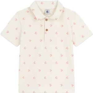 Petit Bateau Bedrukt katoenen poloshirt met korte mouwen, Milk/Pompei, 3 Jaren
