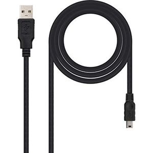 USB 2.0 A to Mini USB B Cable NANOCABLE 10.01.0402 1,8 m Black