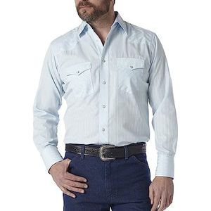 Wrangler Heren Tall Sport Western Snap Shirt in Dobby Stripe Button-Down Shirt, blauw, XL Lang
