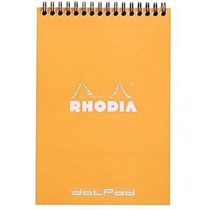 Rhodia 16503C - spiraalbinding (spiraalbinding) oranje, A5 (14,8 x 21 cm), 80 afneembare pagina's, stip (gestippeld), wit Clairefontaine-papier, 80 g/m2