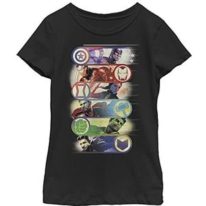 Marvel Little, Big Avengers Group Badge Girls T-shirt met korte mouwen, zwart, small, zwart, S