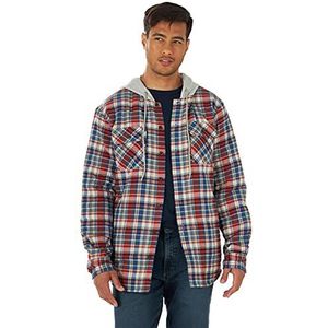 Wrangler Authentics Bossa Nova, heren lange mouwen, gewatteerd flanellen shirt, jas met capuchon, klein
