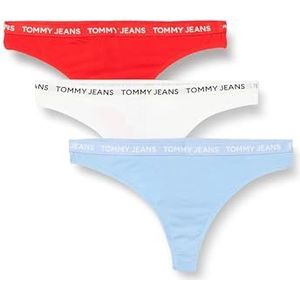 Tommy Jeans Dames 3P klassieke string (Ext maten) Hot Heat/Wit/Mod Blu M, Hete hitte/Wit/Mod Blu, M
